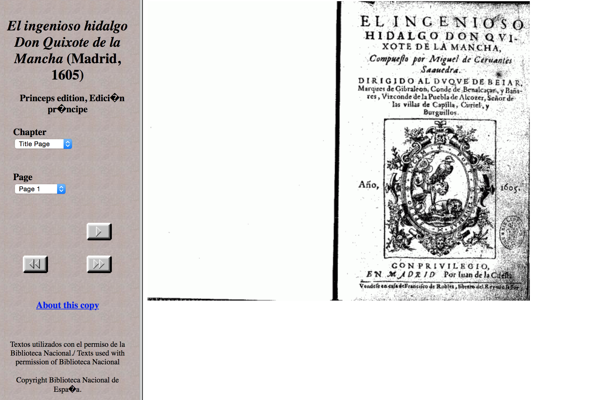 Screen capture of the Cervantes Project showing multiple problems, including character encoding.